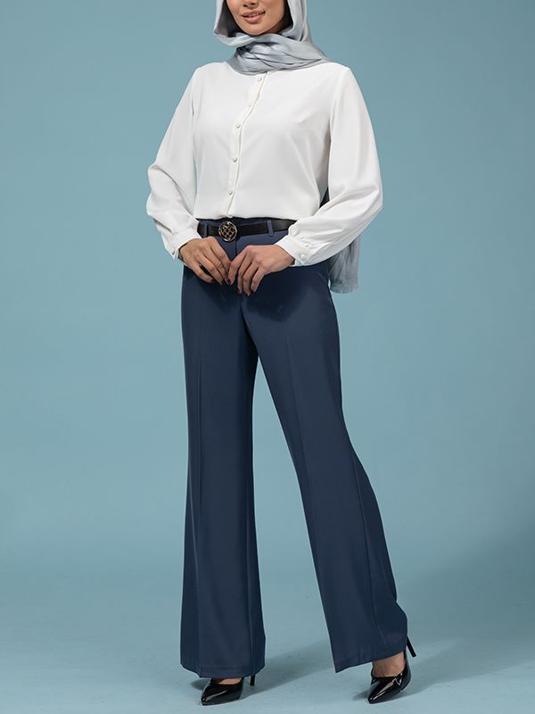 شلوار زنانه پارچه ای کرپ کنزو از بالا گشاد ریزشی 10106