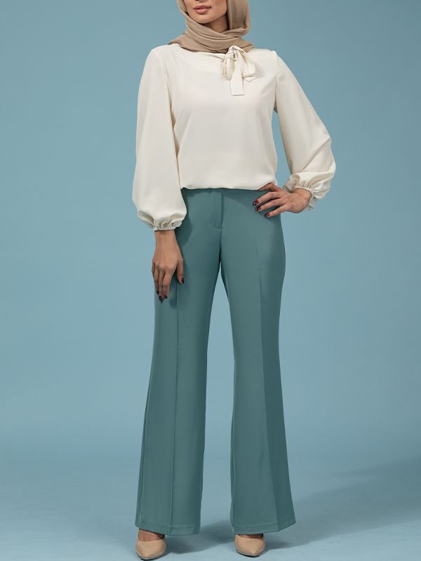 شلوار زنانه پارچه ای کرپ کنزو از بالا گشاد ریزشی 10106