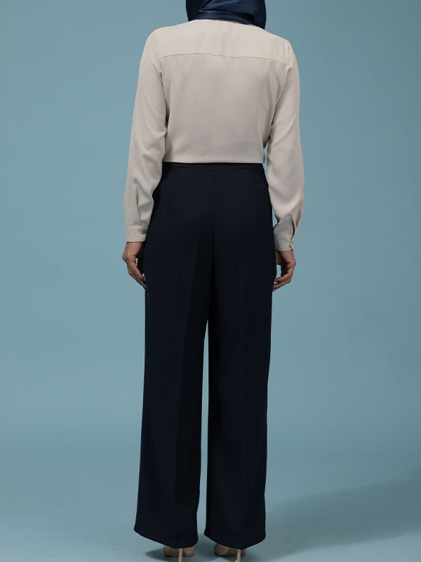 شلوار زنانه کرپ پیلی دار از بالا گشاد 10111