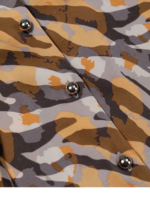 شومیز زنانه ساتن طرحدار مجلسی یقه گره ای 30108