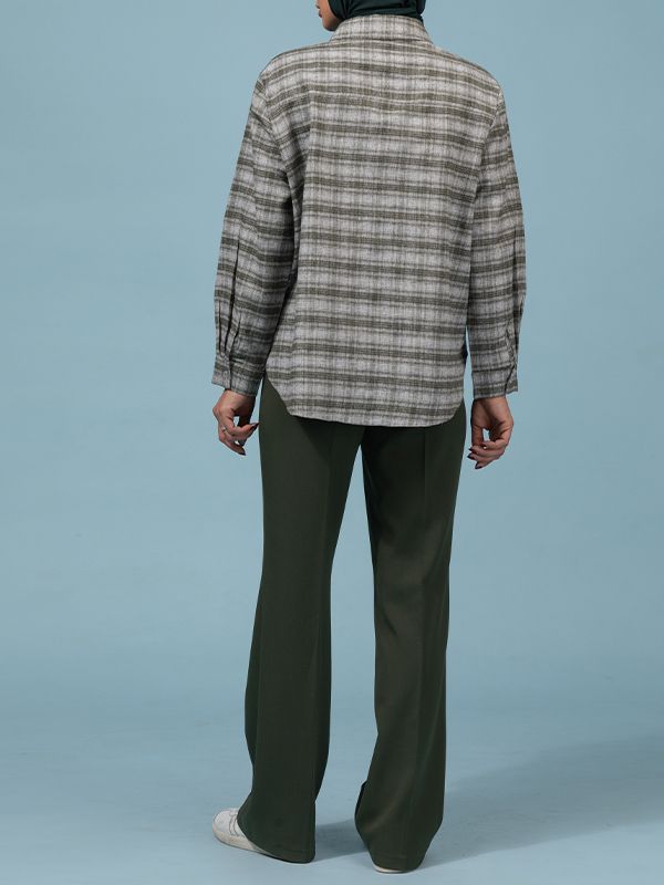 تونیک زنانه پشمی چهارخونه یقه مردانه 50113