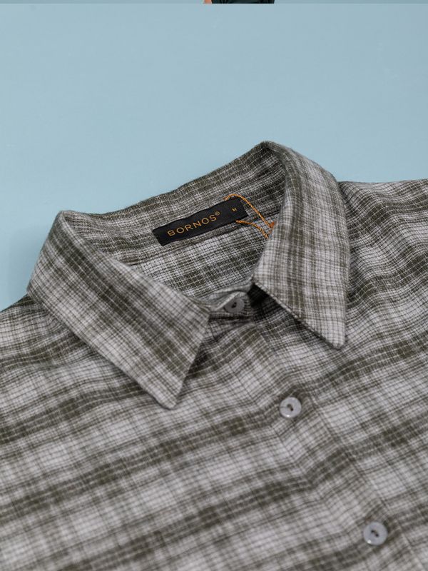 تونیک زنانه پشمی چهارخونه یقه مردانه 50113