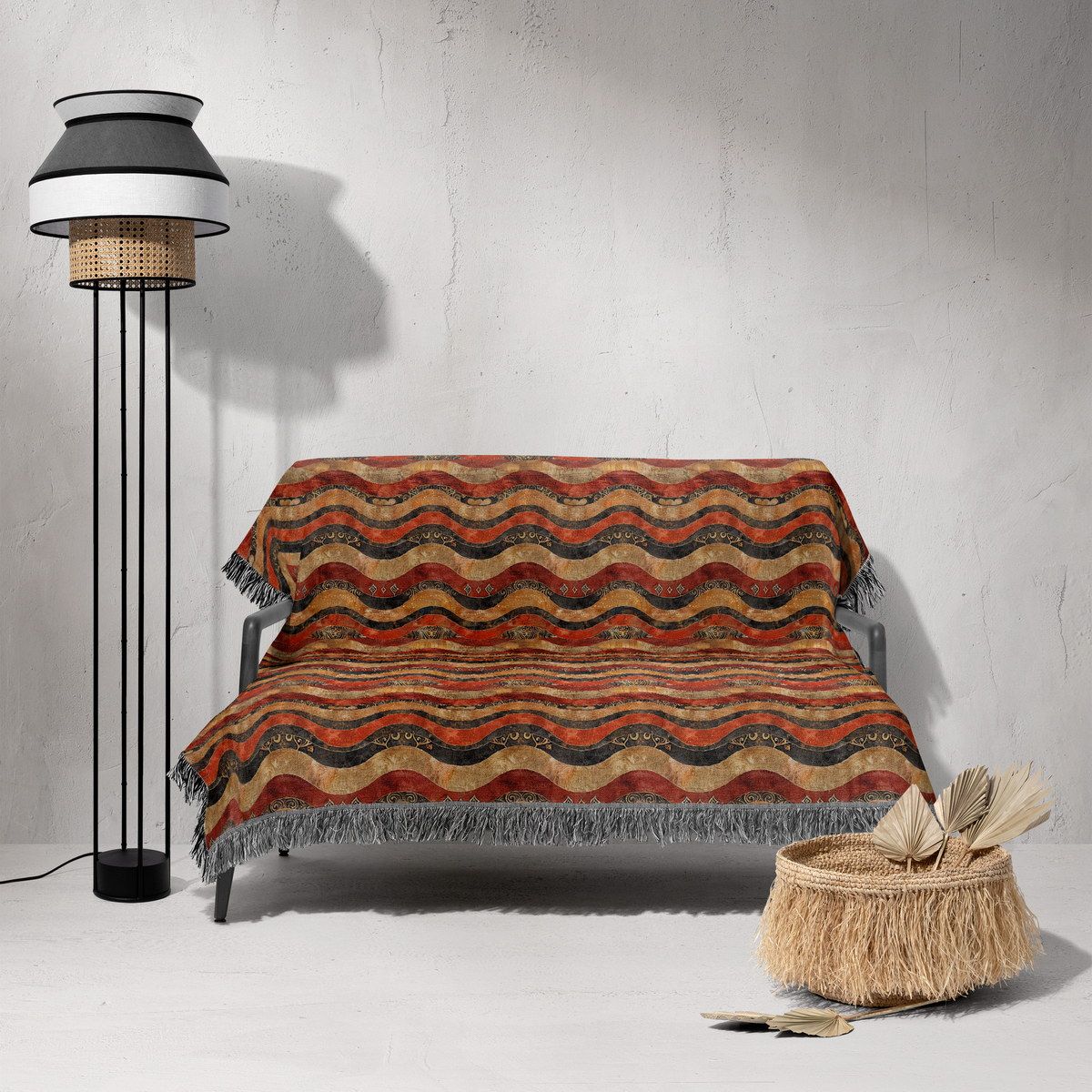 شال مبل ریش دار sofa shawl 55