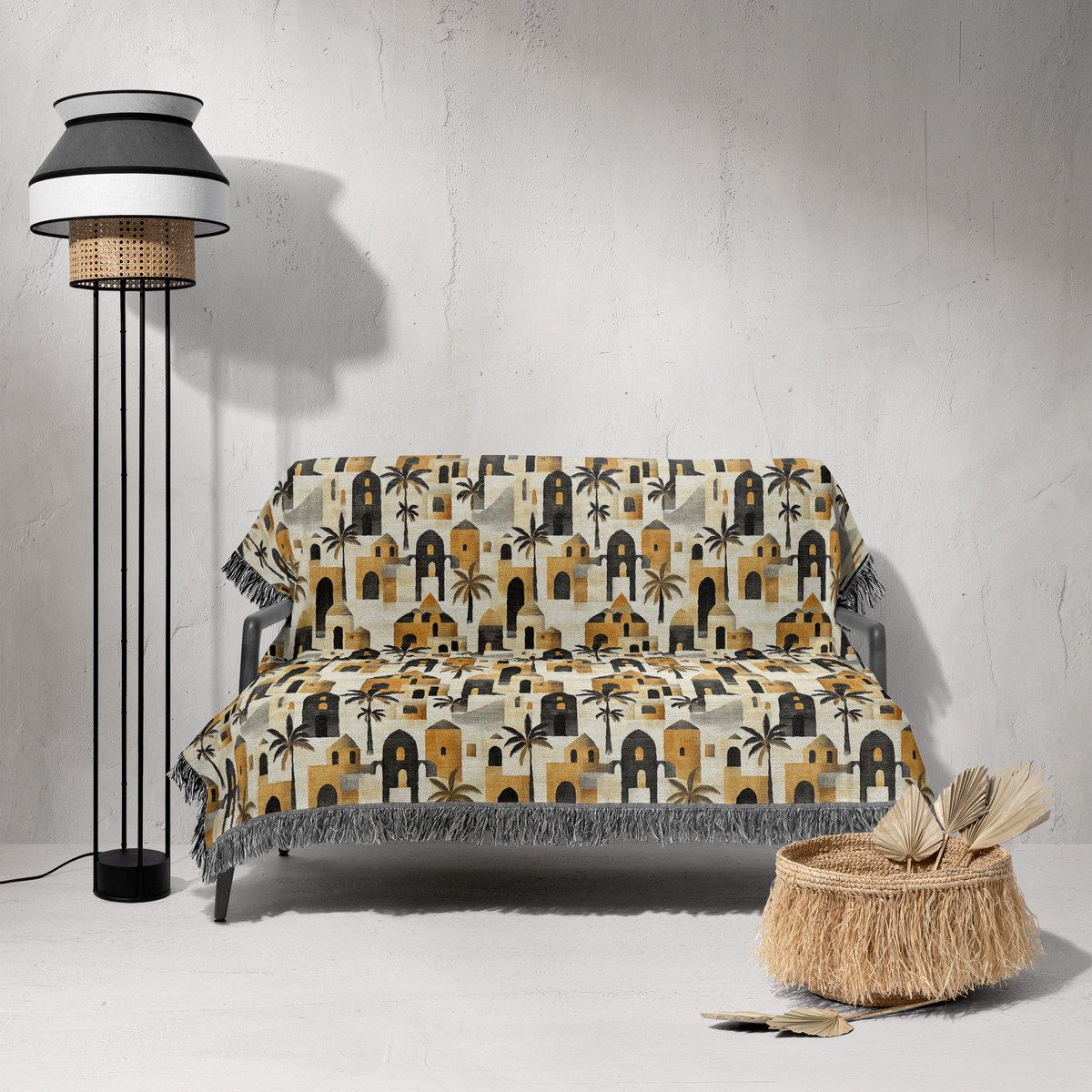 شال مبل ریش دار sofa shawl 61