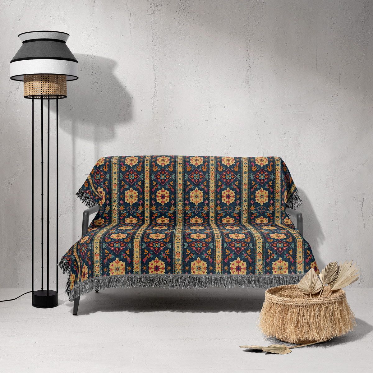 شال مبل ریش دار sofa shawl 63