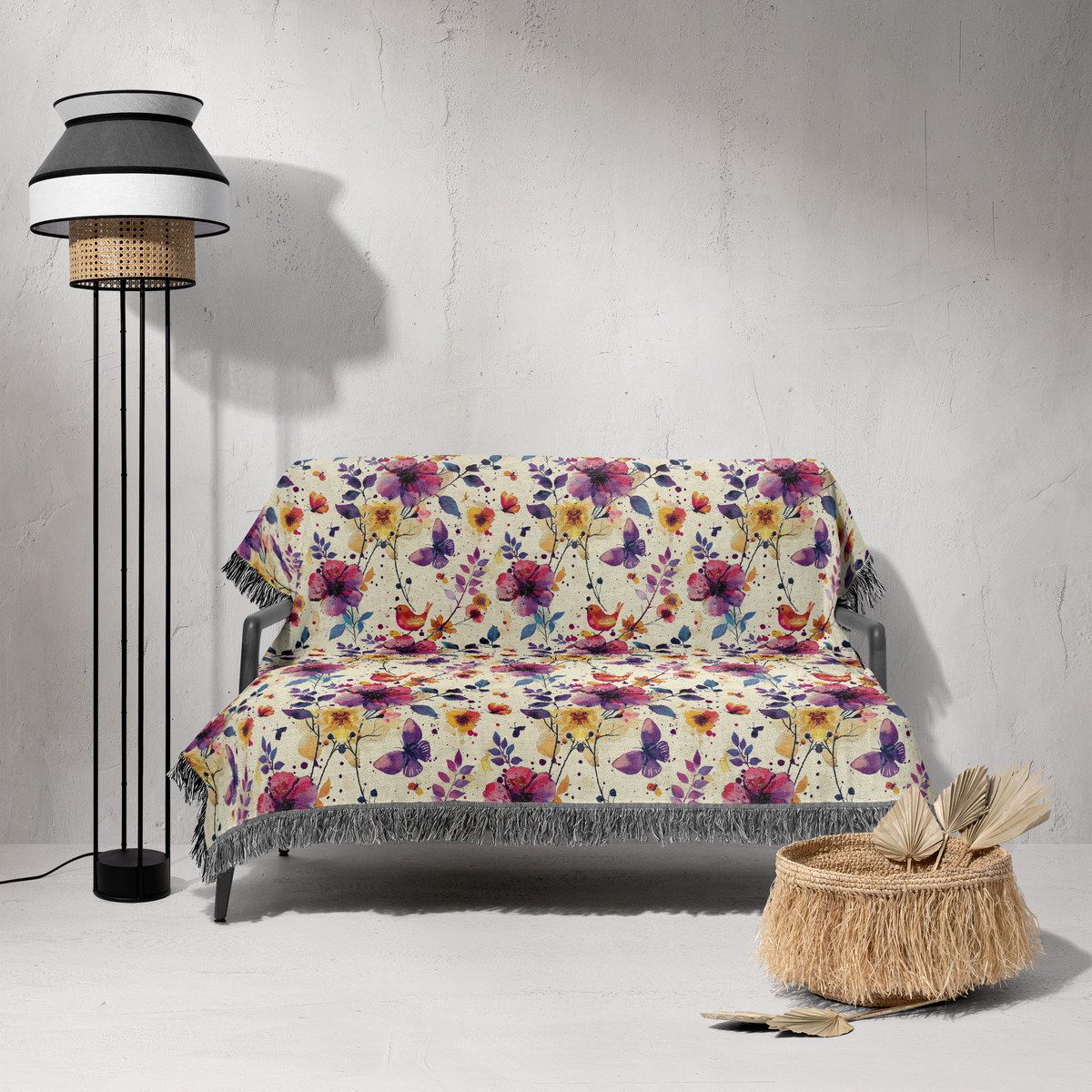 شال مبل ریش دار sofa shawl 65