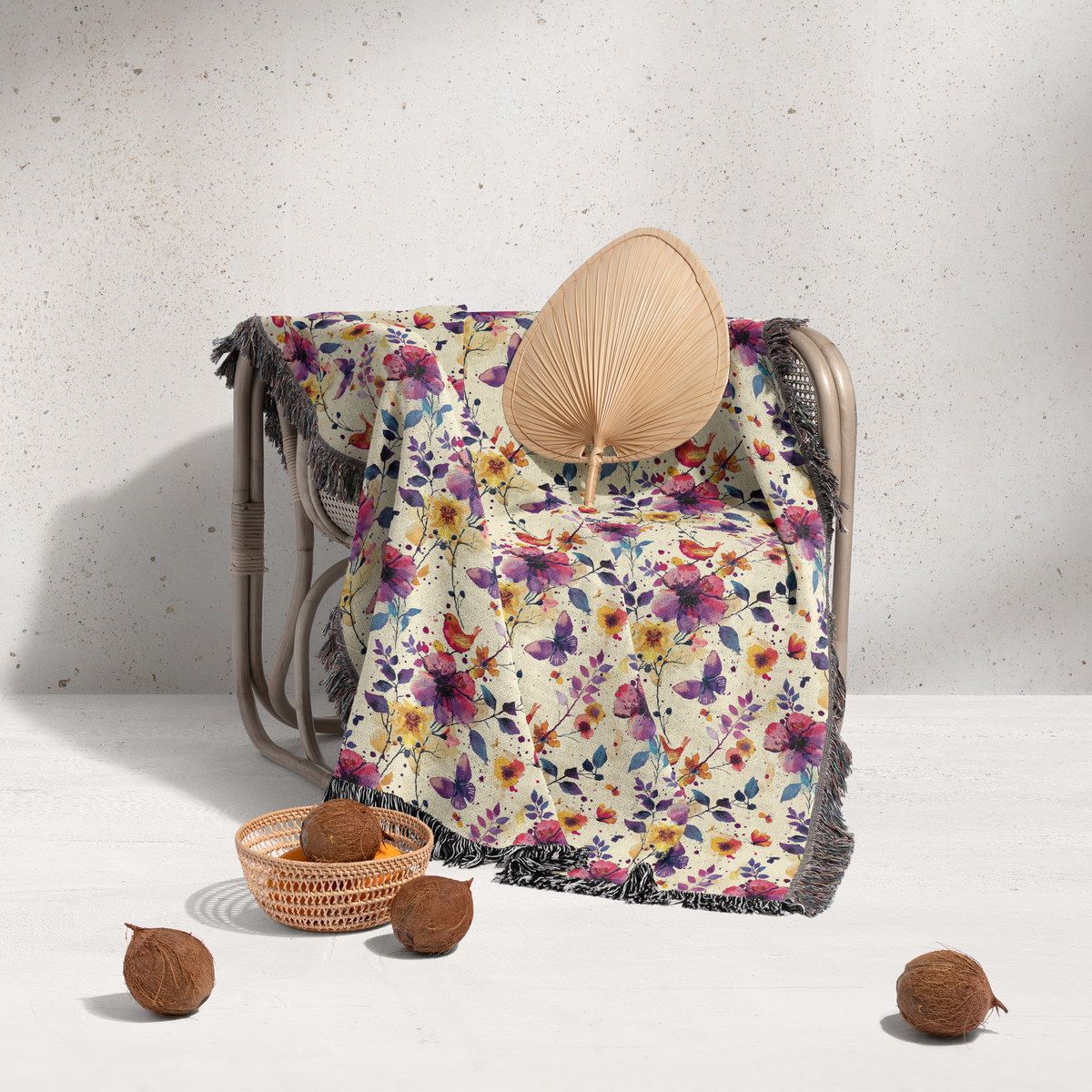 شال مبل ریش دار sofa shawl 65