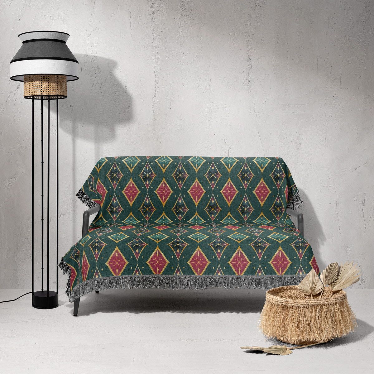 شال مبل ریش دار sofa shawl 74