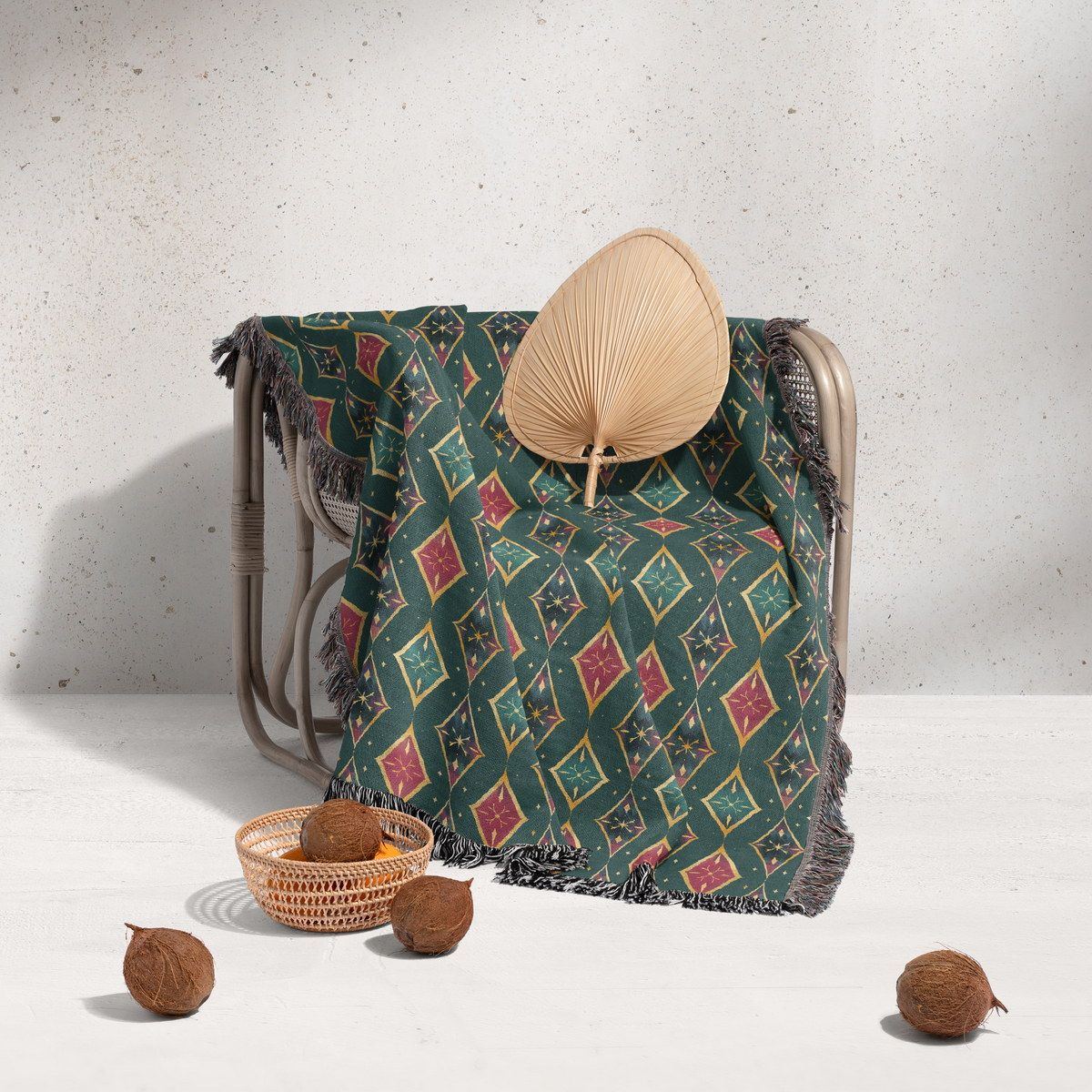 شال مبل ریش دار sofa shawl 74