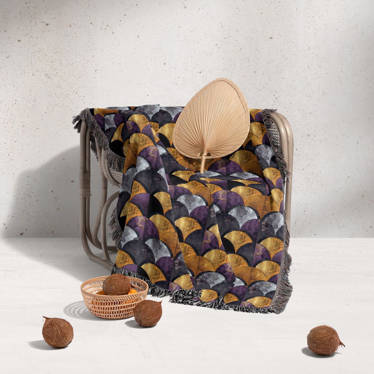 شال مبل ریش دار sofa shawl 75