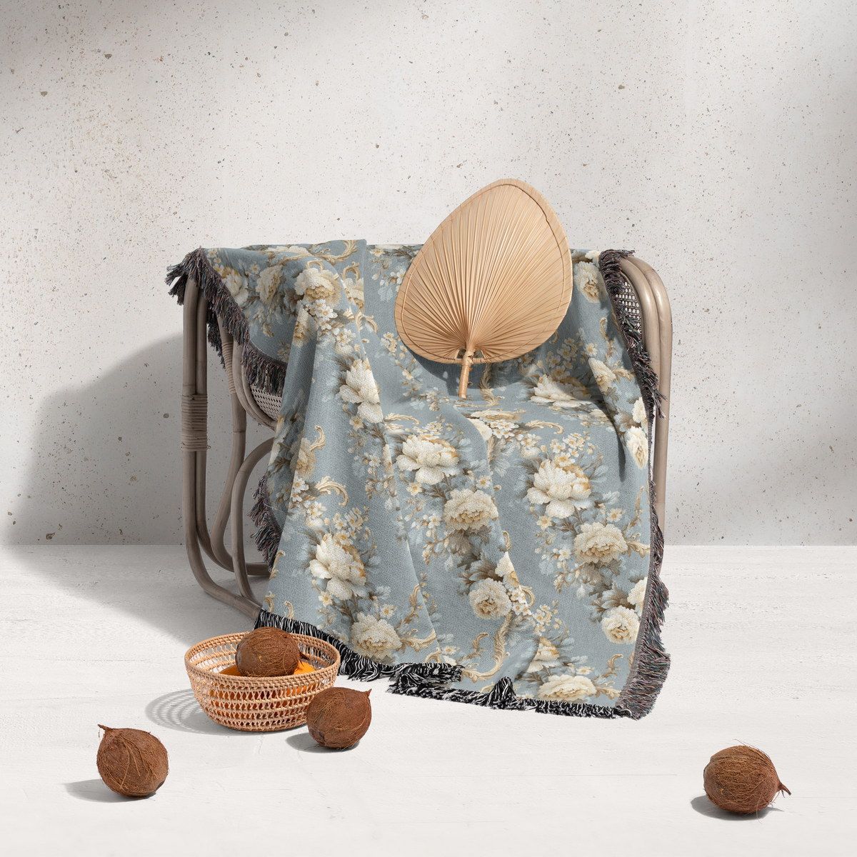 شال مبل ریش دار sofa shawl 80