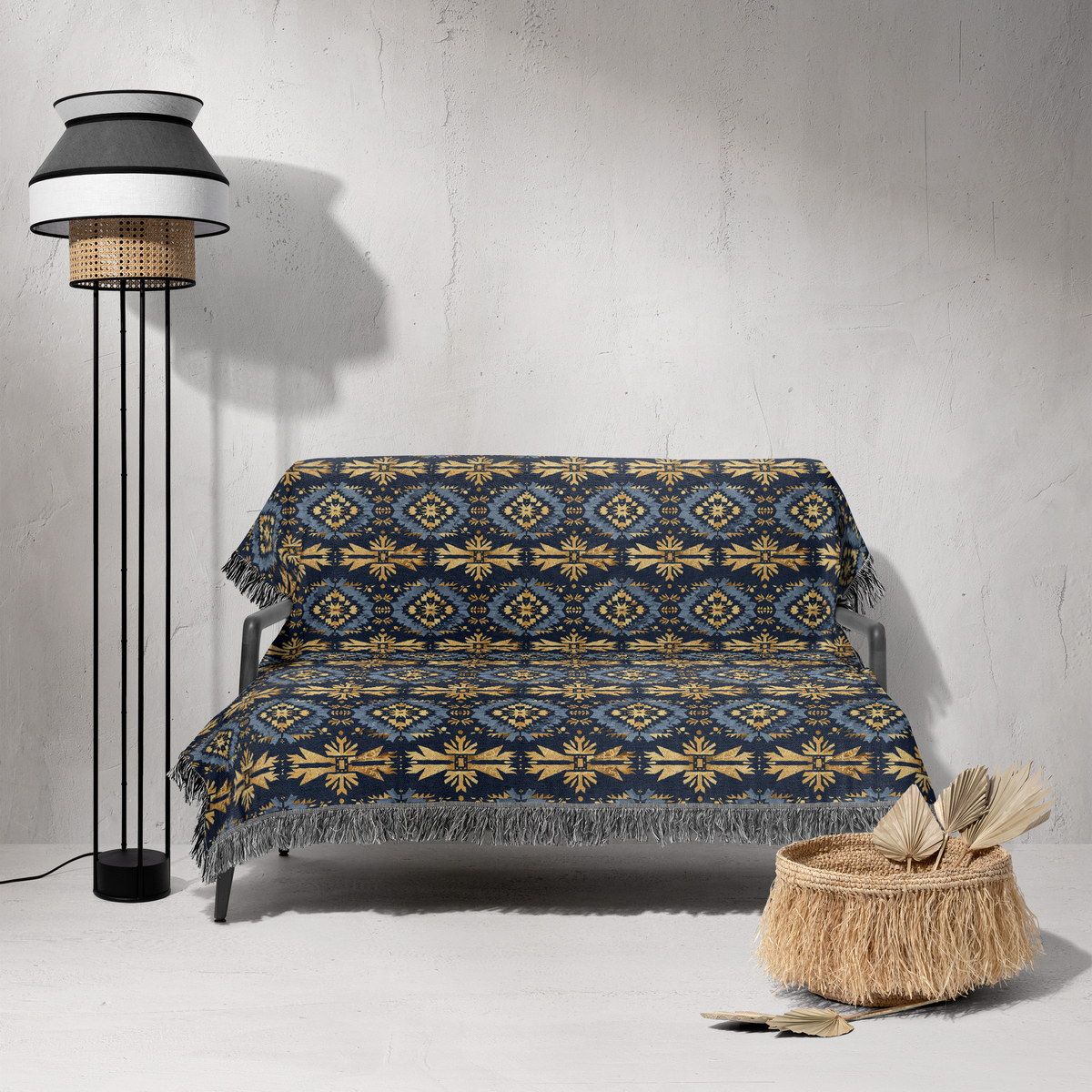 شال مبل ریش دار sofa shawl 85