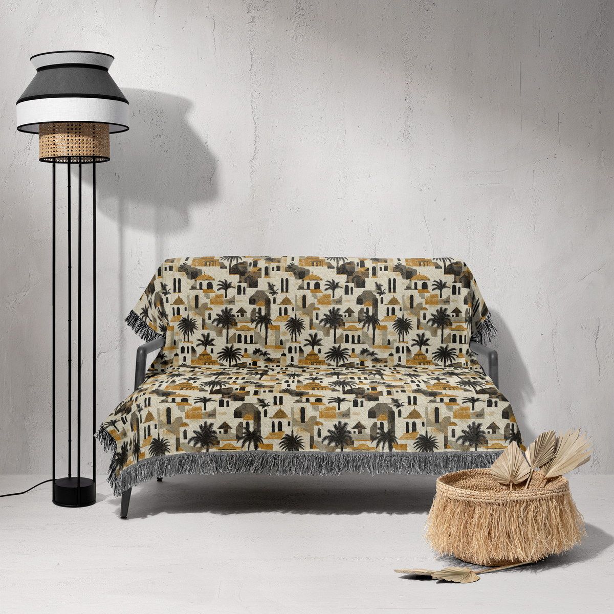 شال مبل ریش دار sofa shawl 101