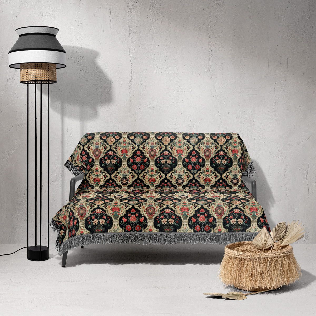 شال مبل ریش دار sofa shawl 102