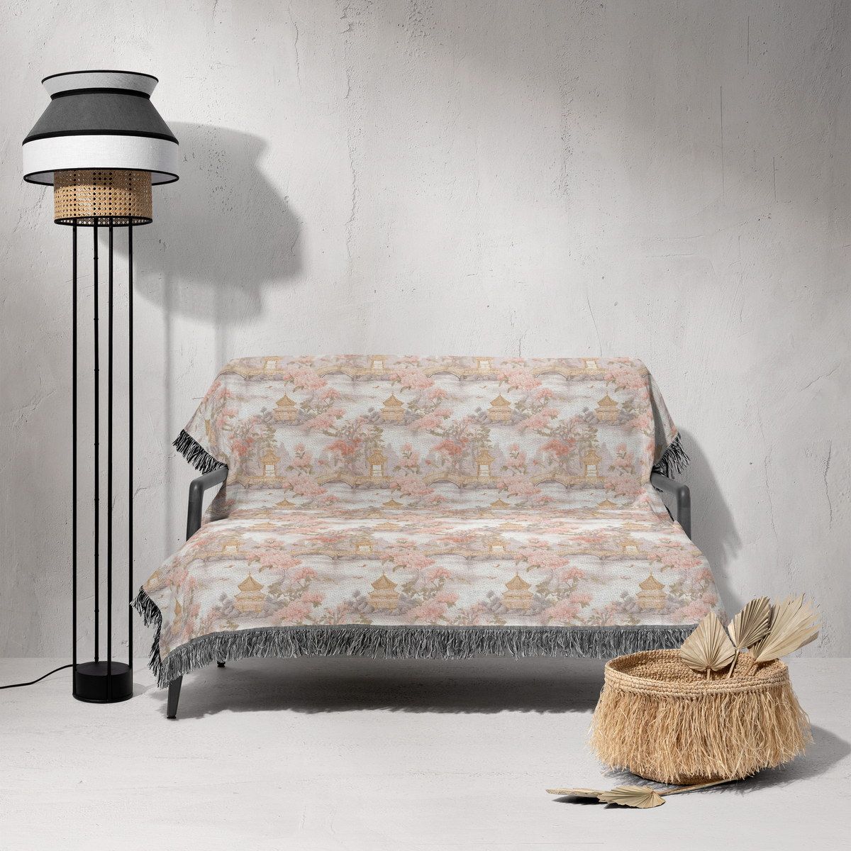 شال مبل ریش دار sofa shawl 109