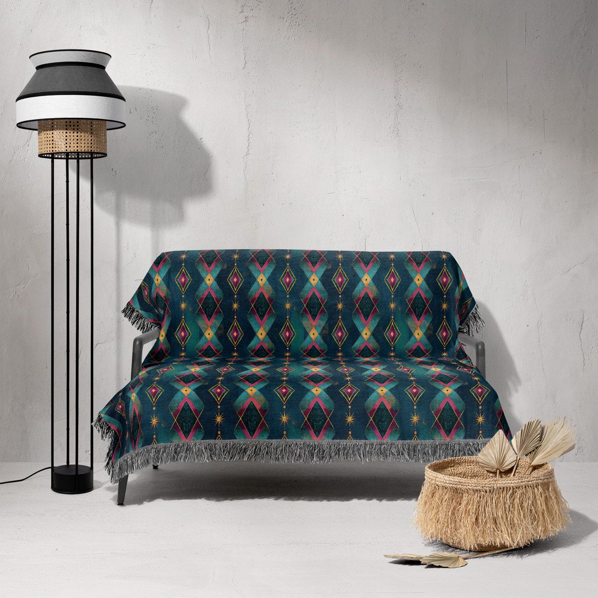 شال مبل ریش دار sofa shawl 114