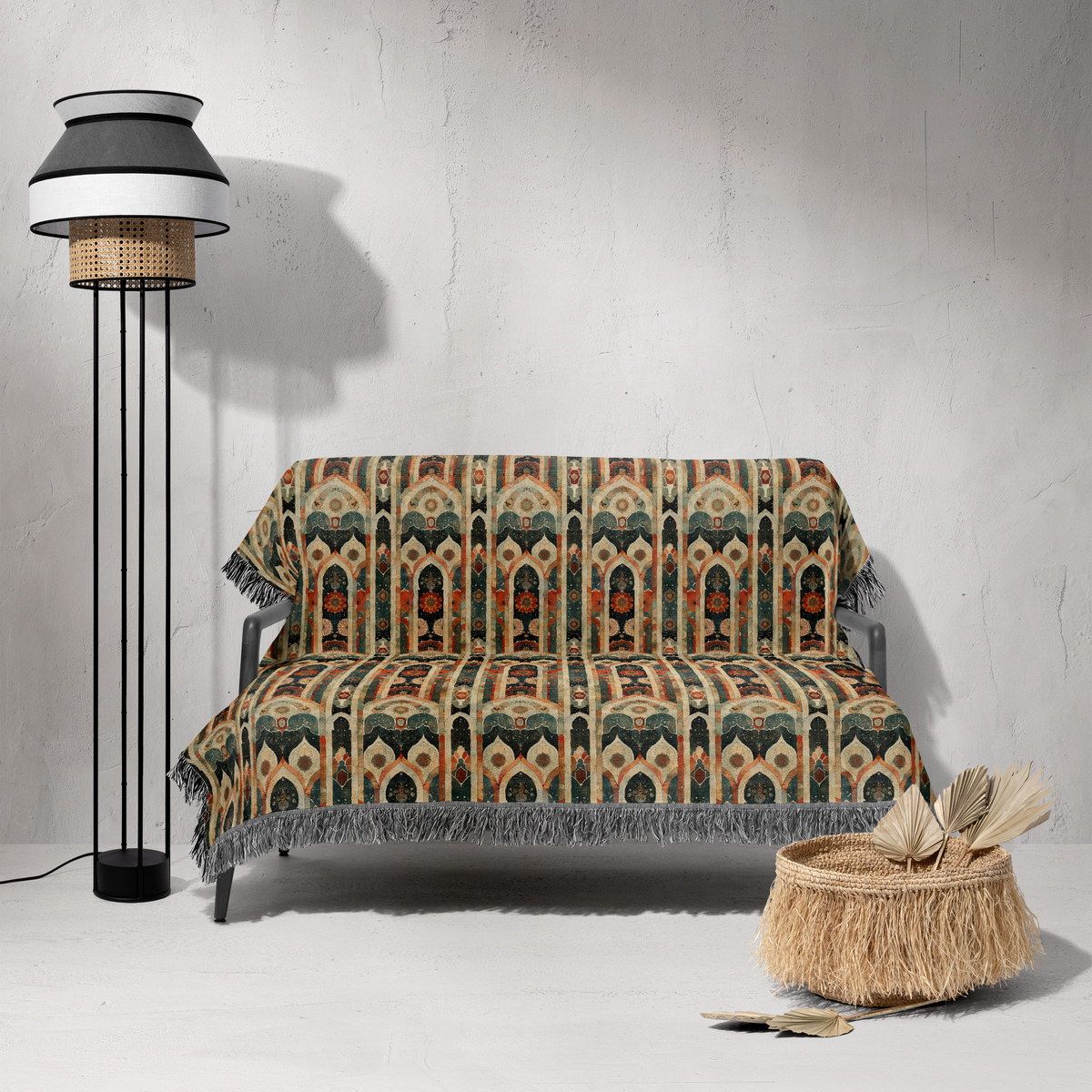 شال مبل ریش دار sofa shawl 123