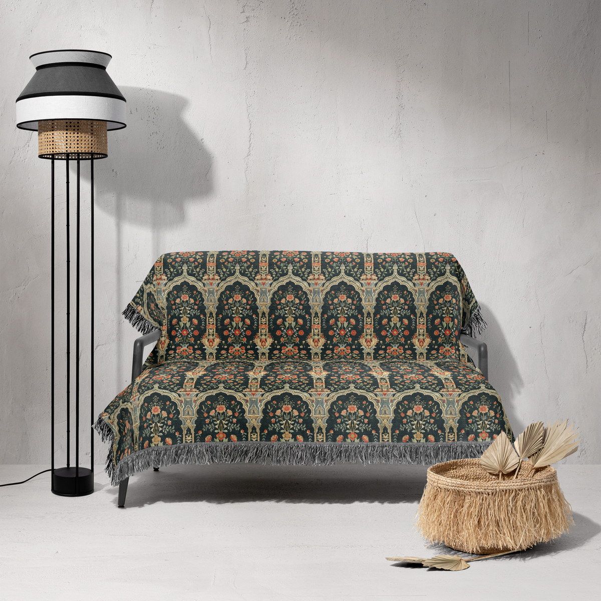 شال مبل ریش دار sofa shawl 130