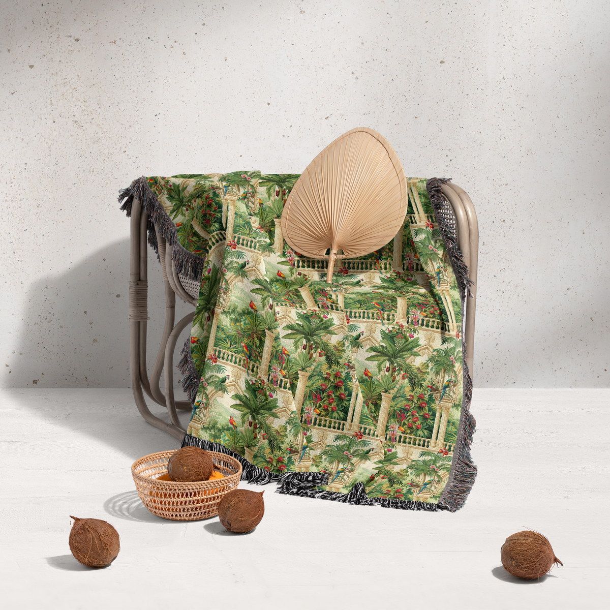 شال مبل ریش دار sofa shawl 135