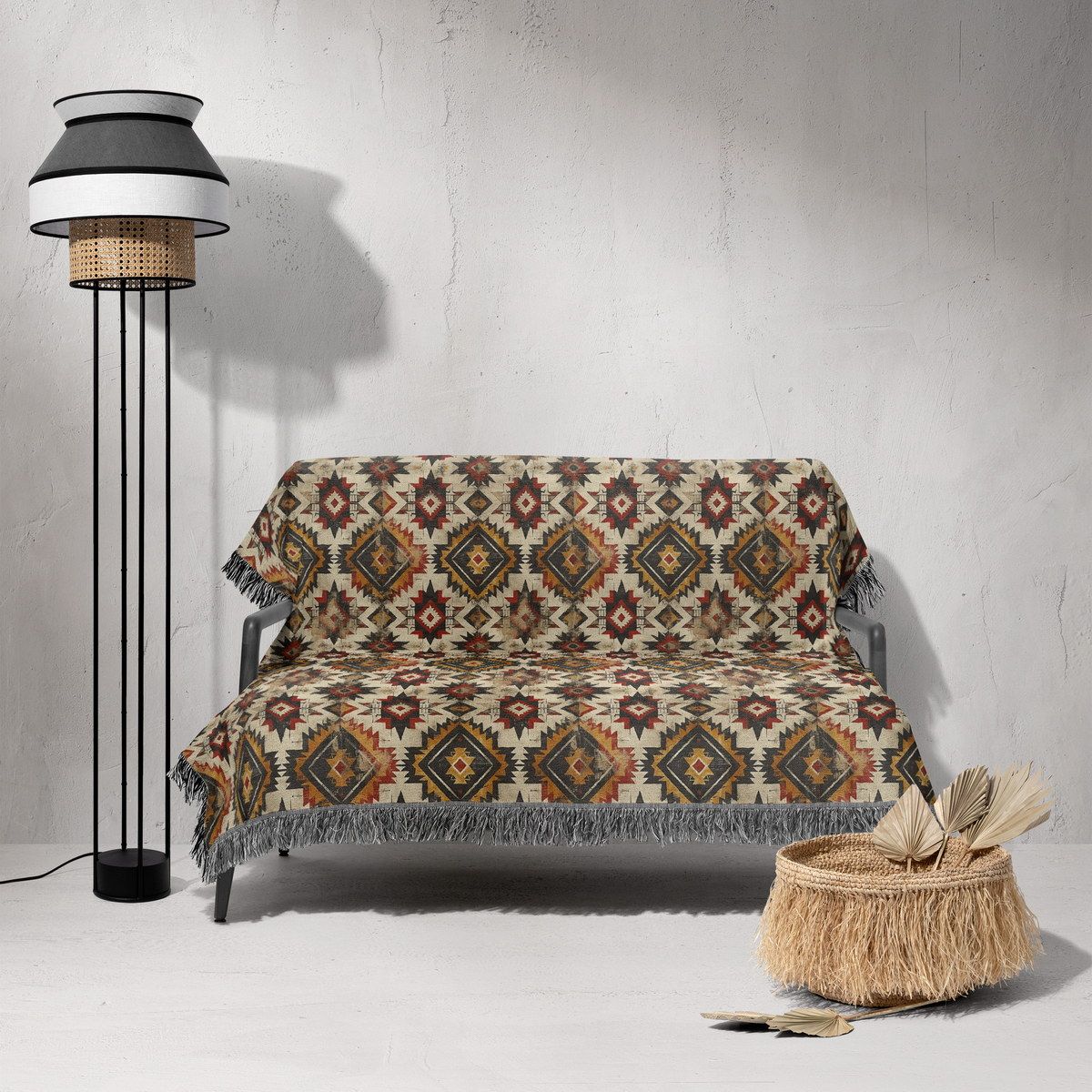 شال مبل ریش دار sofa shawl 136