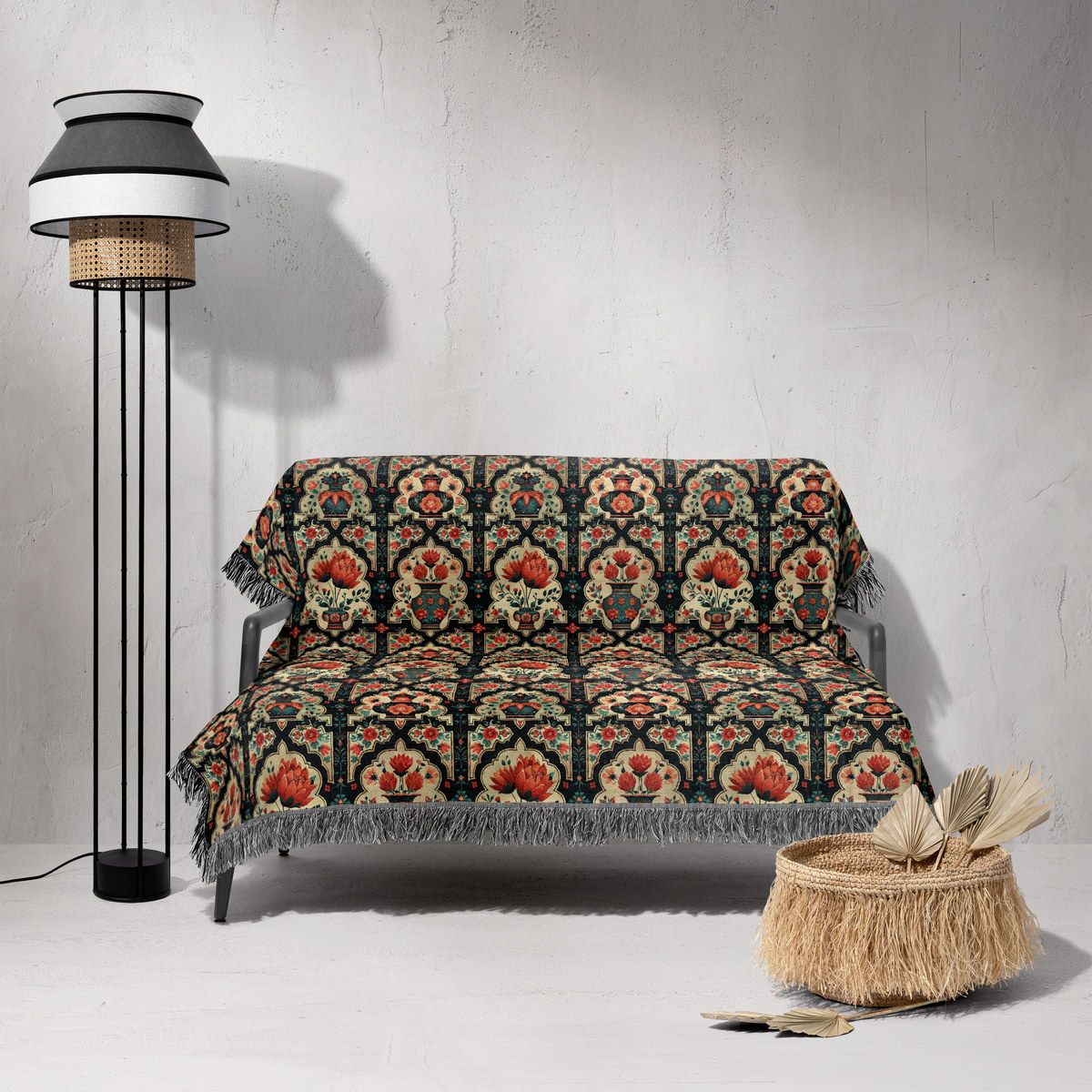 شال مبل ریش دار sofa shawl 139