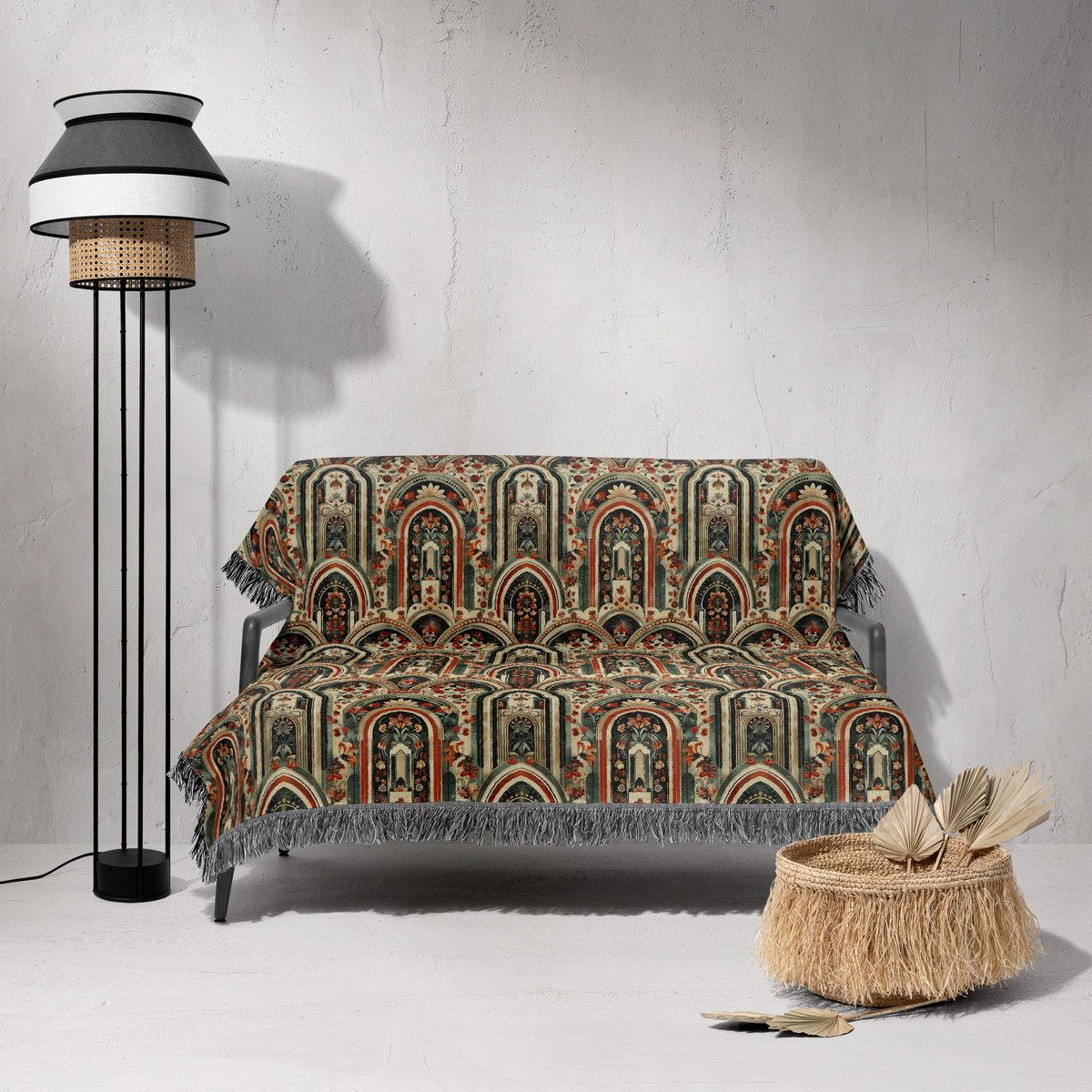 شال مبل ریش دار sofa shawl 160