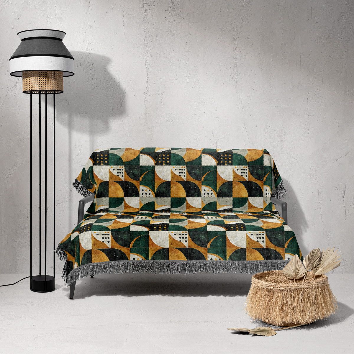 شال مبل ریش دار sofa shawl 163