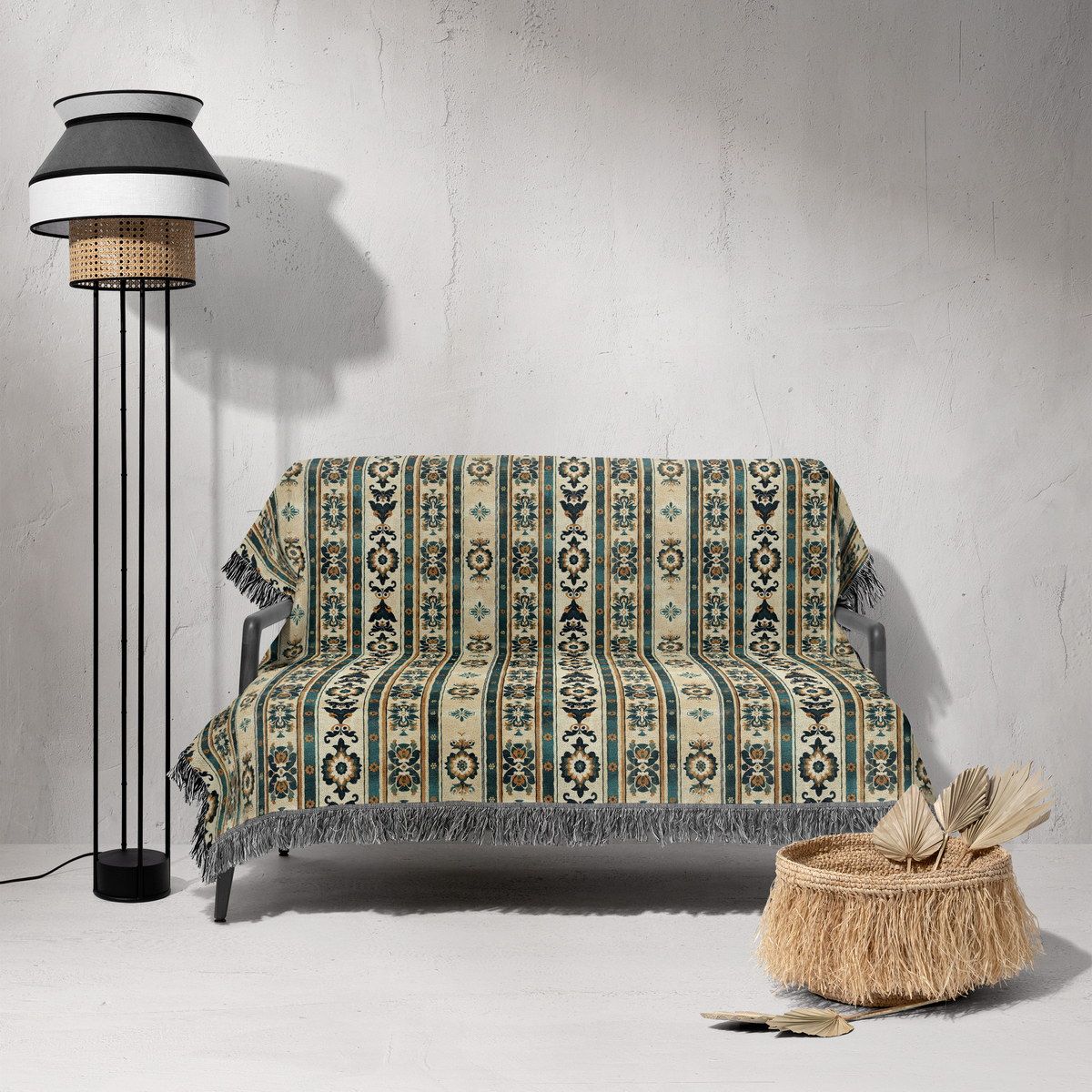 شال مبل ریش دار sofa shawl 165