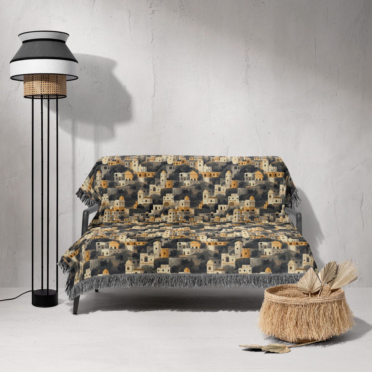 شال مبل ریش دار sofa shawl 174