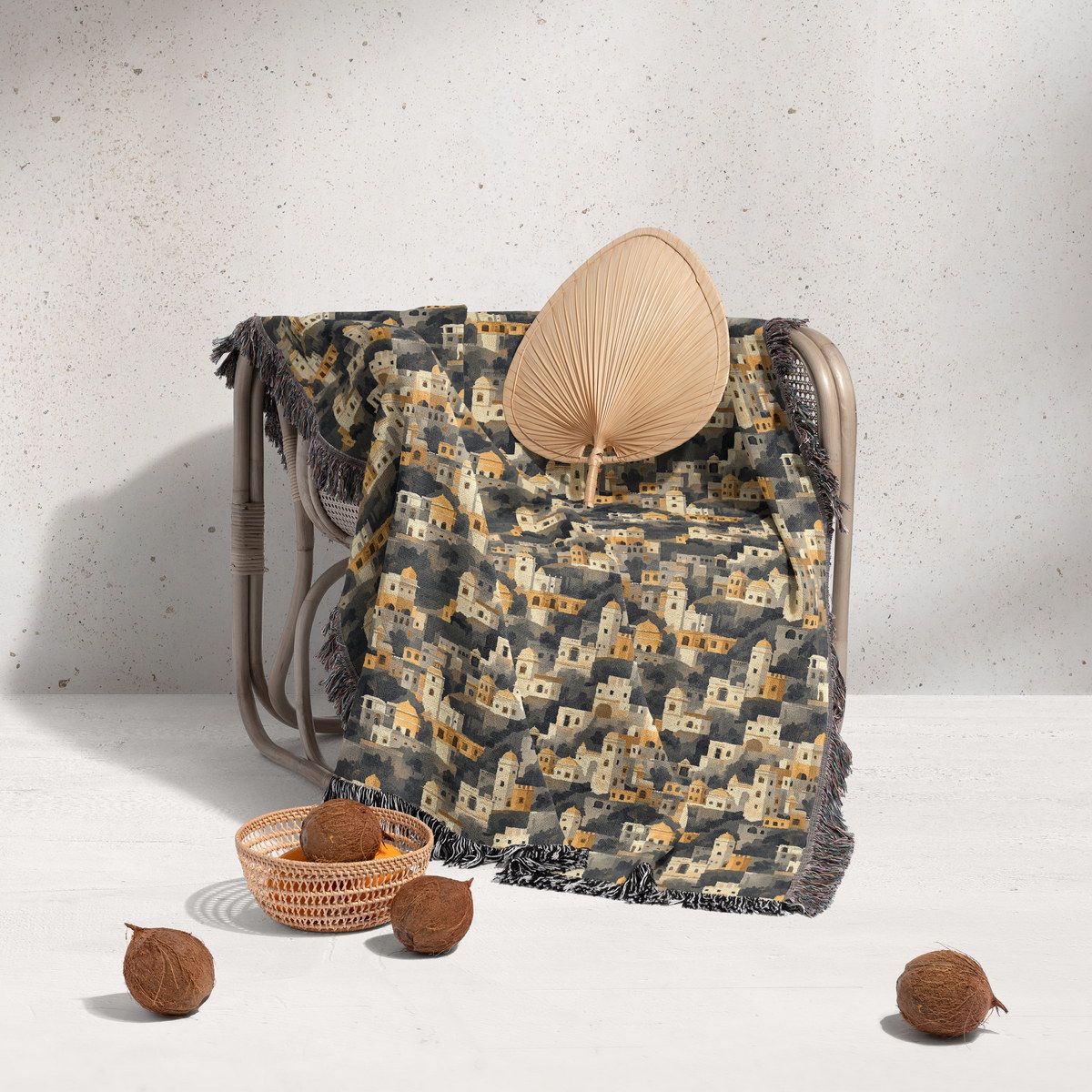 شال مبل ریش دار sofa shawl 174