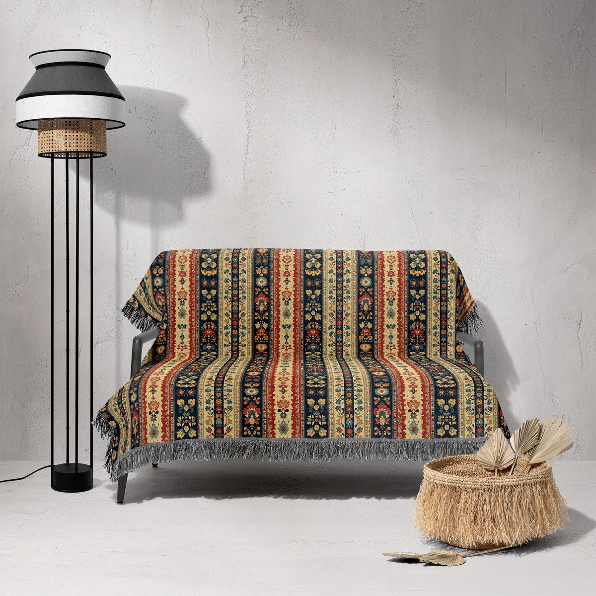 شال مبل ریش دار sofa shawl 176