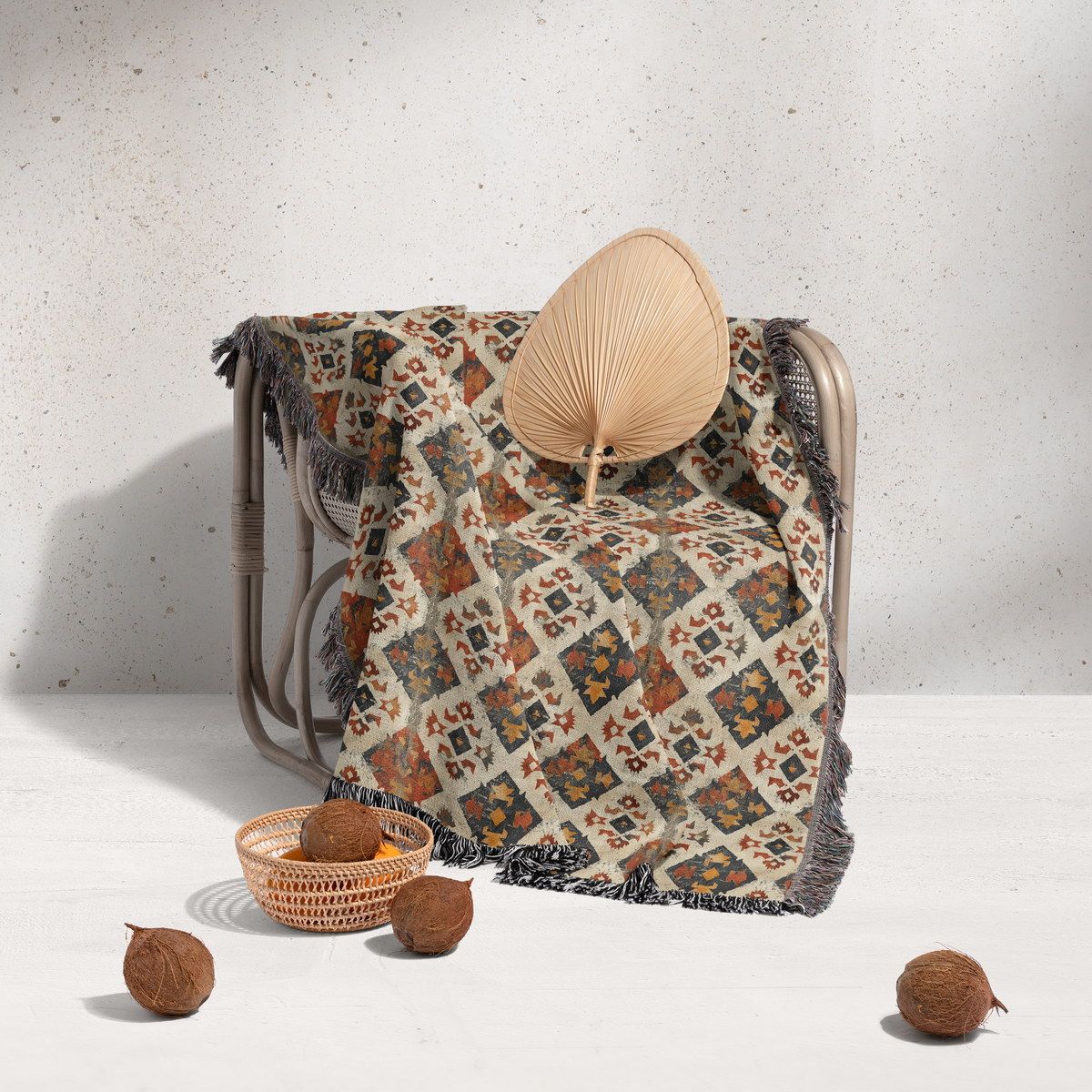 شال مبل ریش دار sofa shawl 191