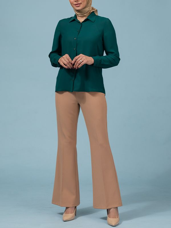 شومیز زنانه بیسیک آستین بلند یقه مردانه 30104