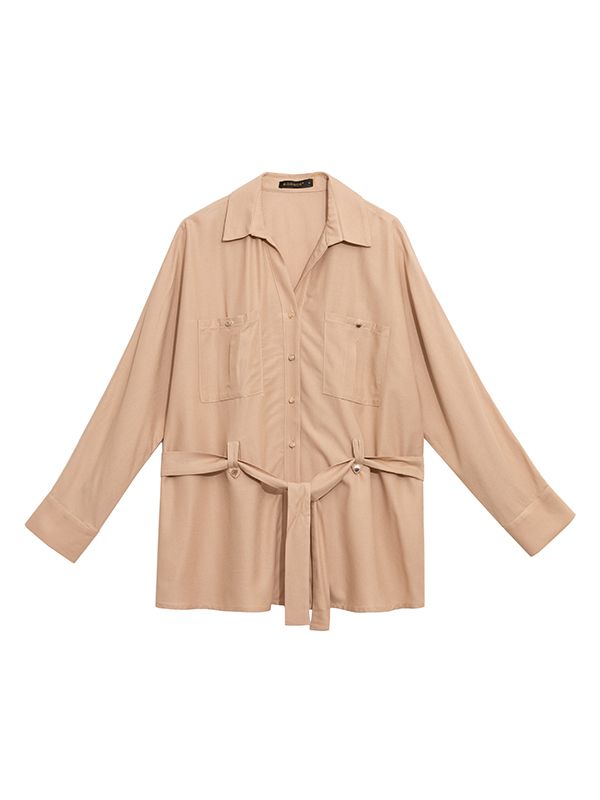 تونیک زنانه ویسکوز آستین بلند یقه مردانه کژوال50102