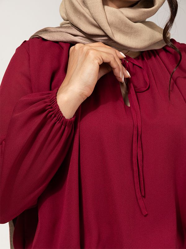 بلوز زنانه کرپ حریر یقه گرد آستر دار 40114